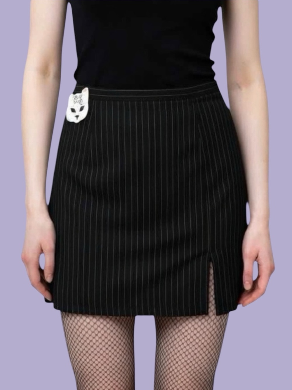Garage Late 90s Black and White Pinstripe Mini Skirt